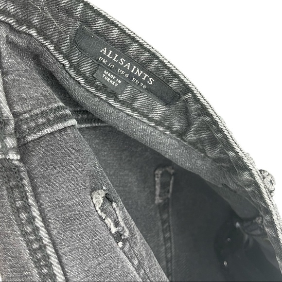 ALLSAINTS Black Raw Hem Studded Denim Mini Skirt Size US 6 - Picture 6 of 7